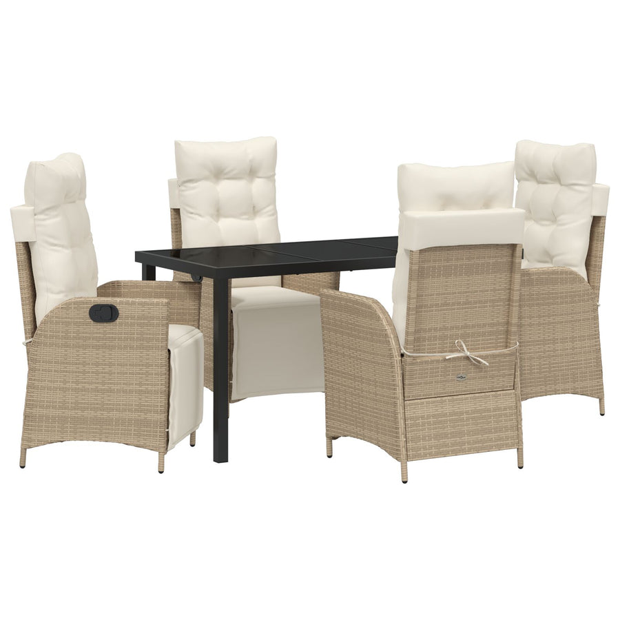 5 Delige Tuin Eetset Beige Poly Rattan