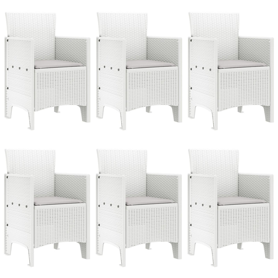 7 Delige Tuinset Met Kussens Wit Poly Rattan