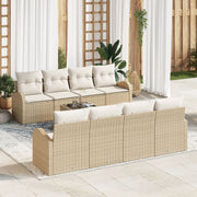 Tuinset poly rattan beige 7-delig