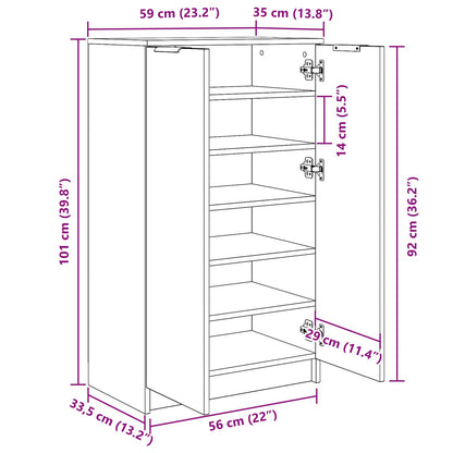 Schoenenkast 59X35X100 Cm Hout Zwart eiken