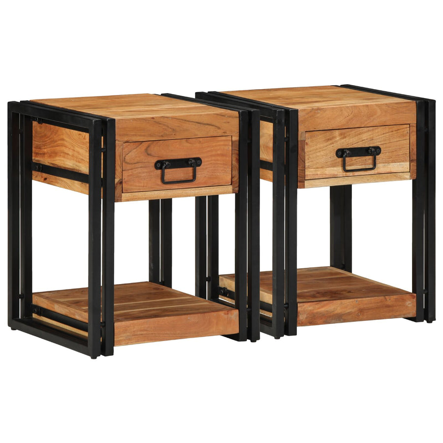 Nachtkastjes 2 Pack 40 x 40 x 50 cm Massief acaciahout