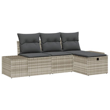 4 Delige Tuin Sofa Set Met Kussens Lichtgrijs Poly Rattan