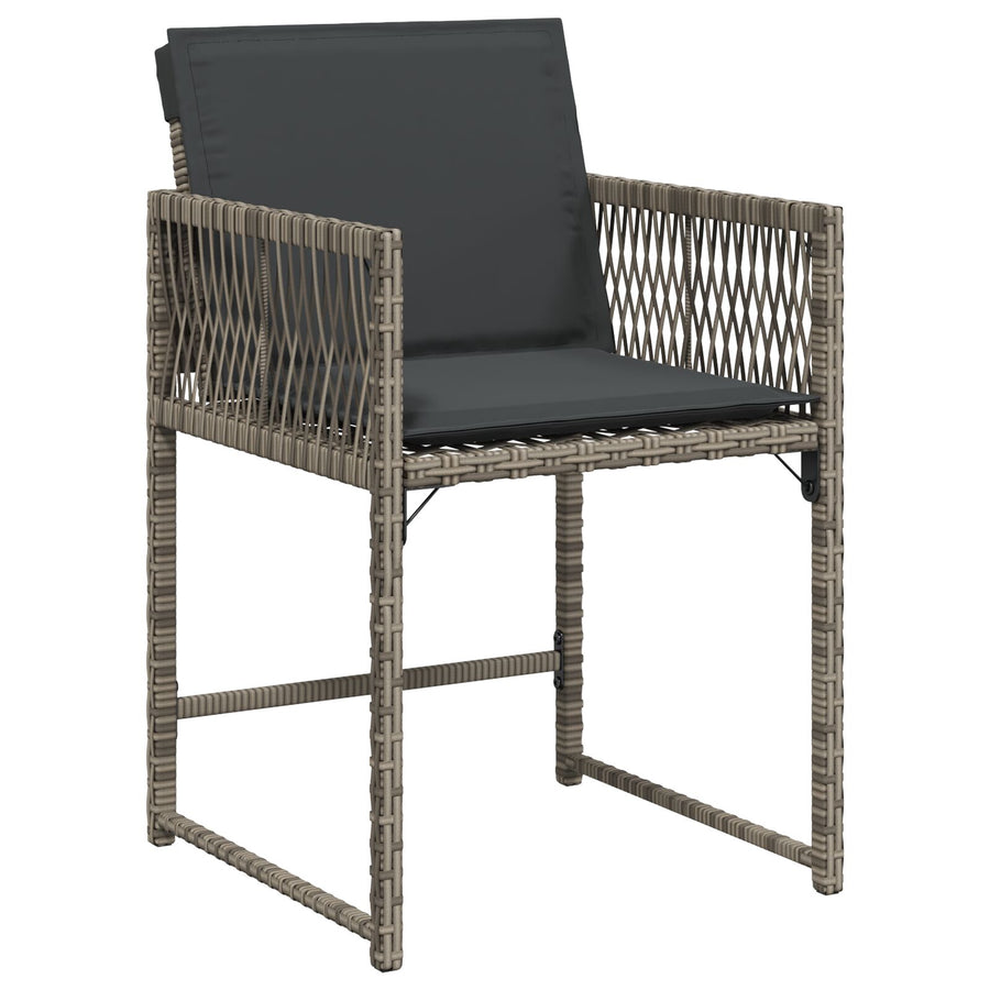 5-Delige Tuin Eettafelset Met Kussens Grijs Poly Rattan