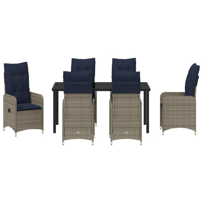 7 Delige Tuin Eetset Met Kussens Zwart Poly Rattan