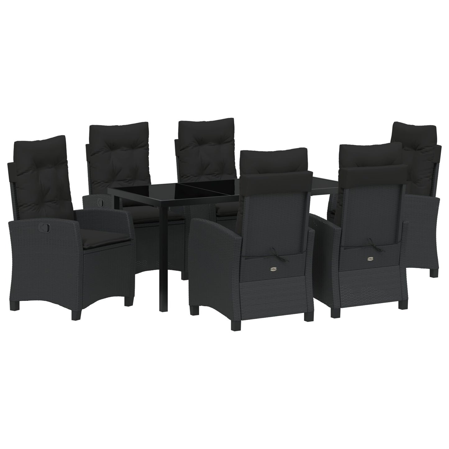 7-Delige Tuinset Met Kussens Zwart Poly Rattan