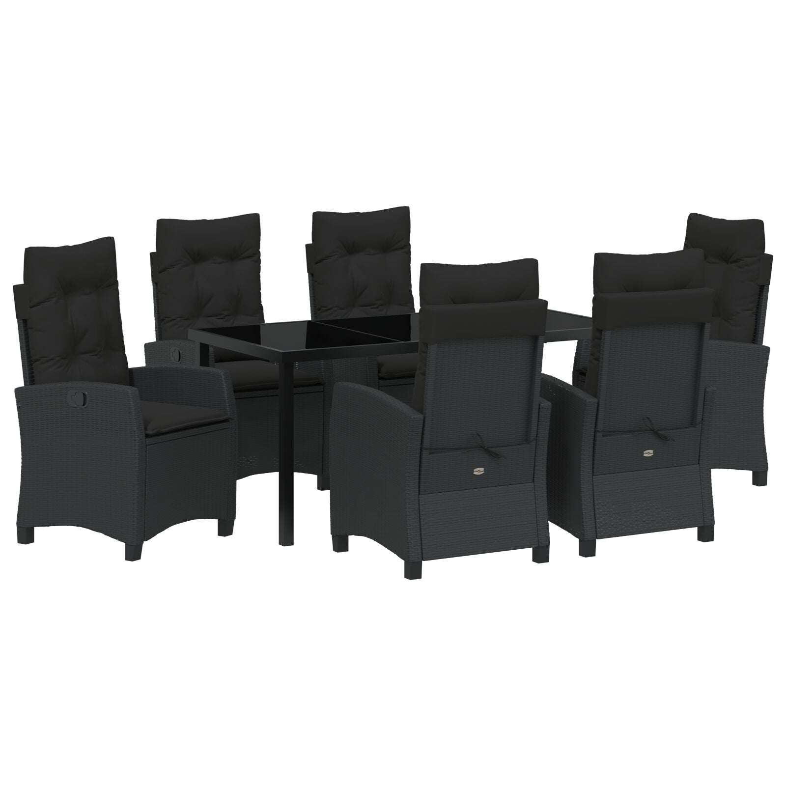 7-Delige Tuinset Met Kussens Zwart Poly Rattan