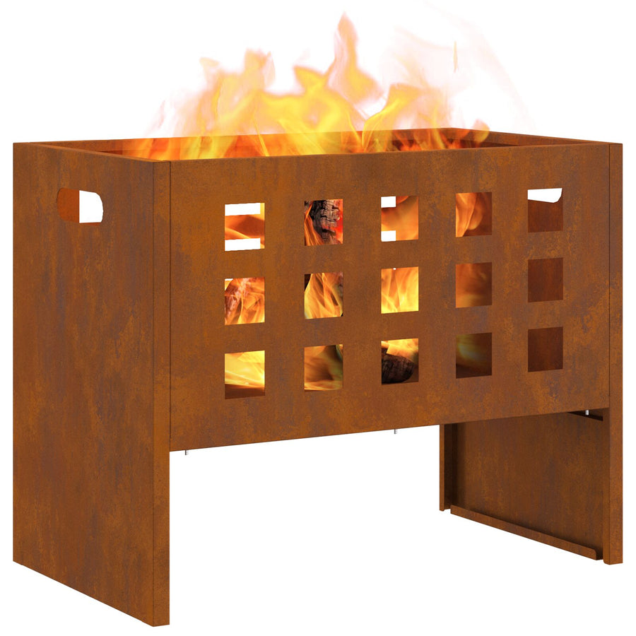 Vuurkorf Rechthoekig 50X30X40 Cm Weerbestendig Staal Weerbestendig staal/Bruin