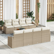 7-Delige Tuinbankset Met Kussens Beige Poly Rattan Acacia