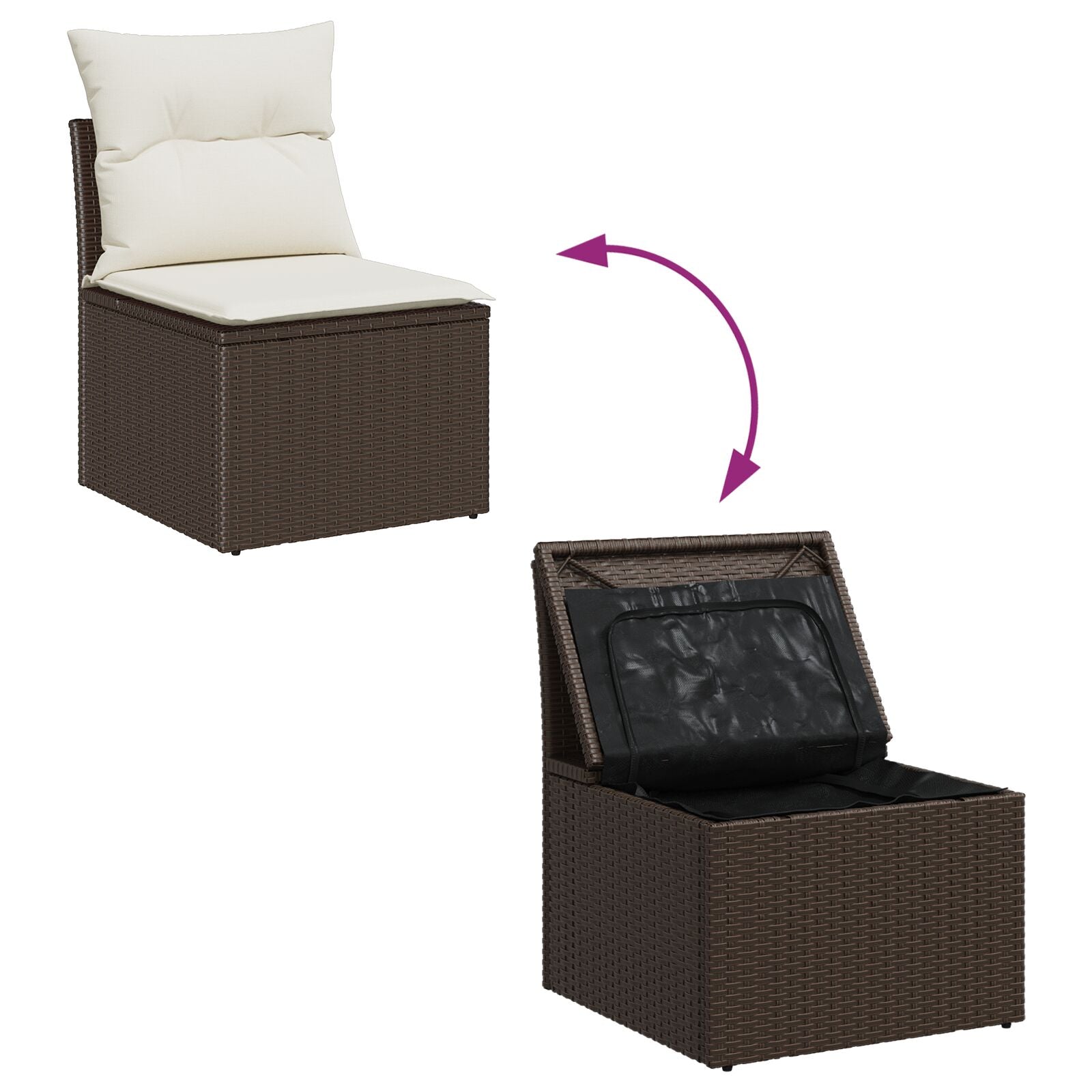4-Delige Tuin Sofa Set Met Kussens Bruine Poly Rattan