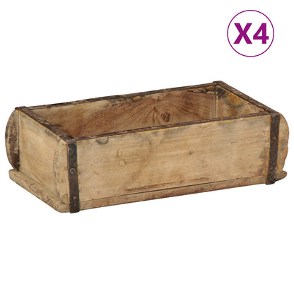 Dienbladen 4 Stuks Massief Hout Gerecycled 30 x 15 x 9 cm
