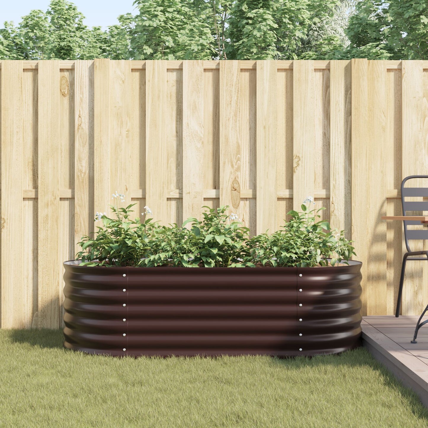 Tuin Verhoogd Bed Gegalvaniseerd Staal 160 x 80 x 44 cm Bruin
