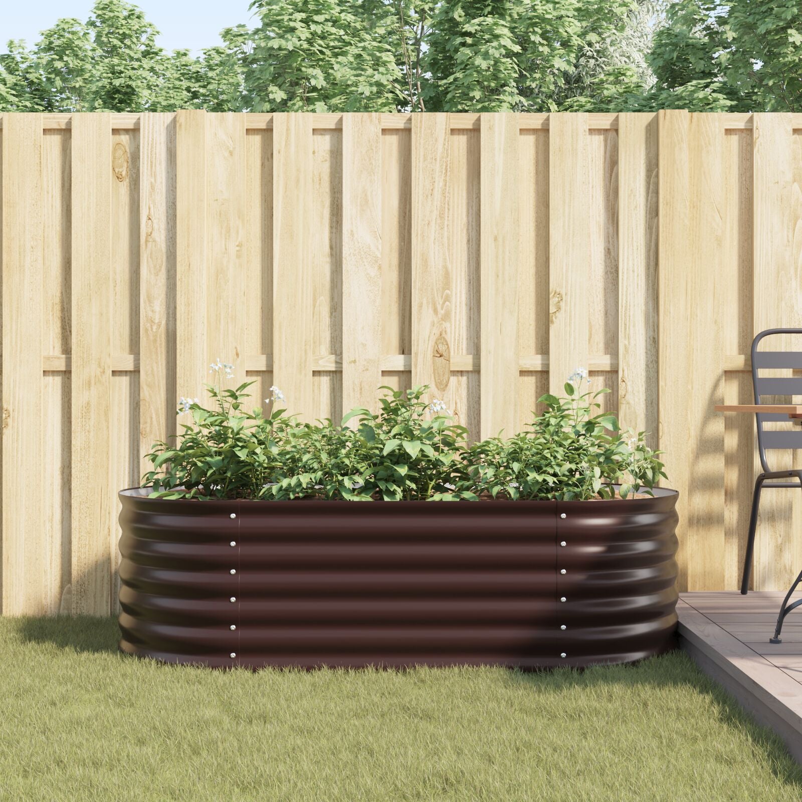 Tuin Verhoogd Bed Gegalvaniseerd Staal 160 x 80 x 44 cm Bruin