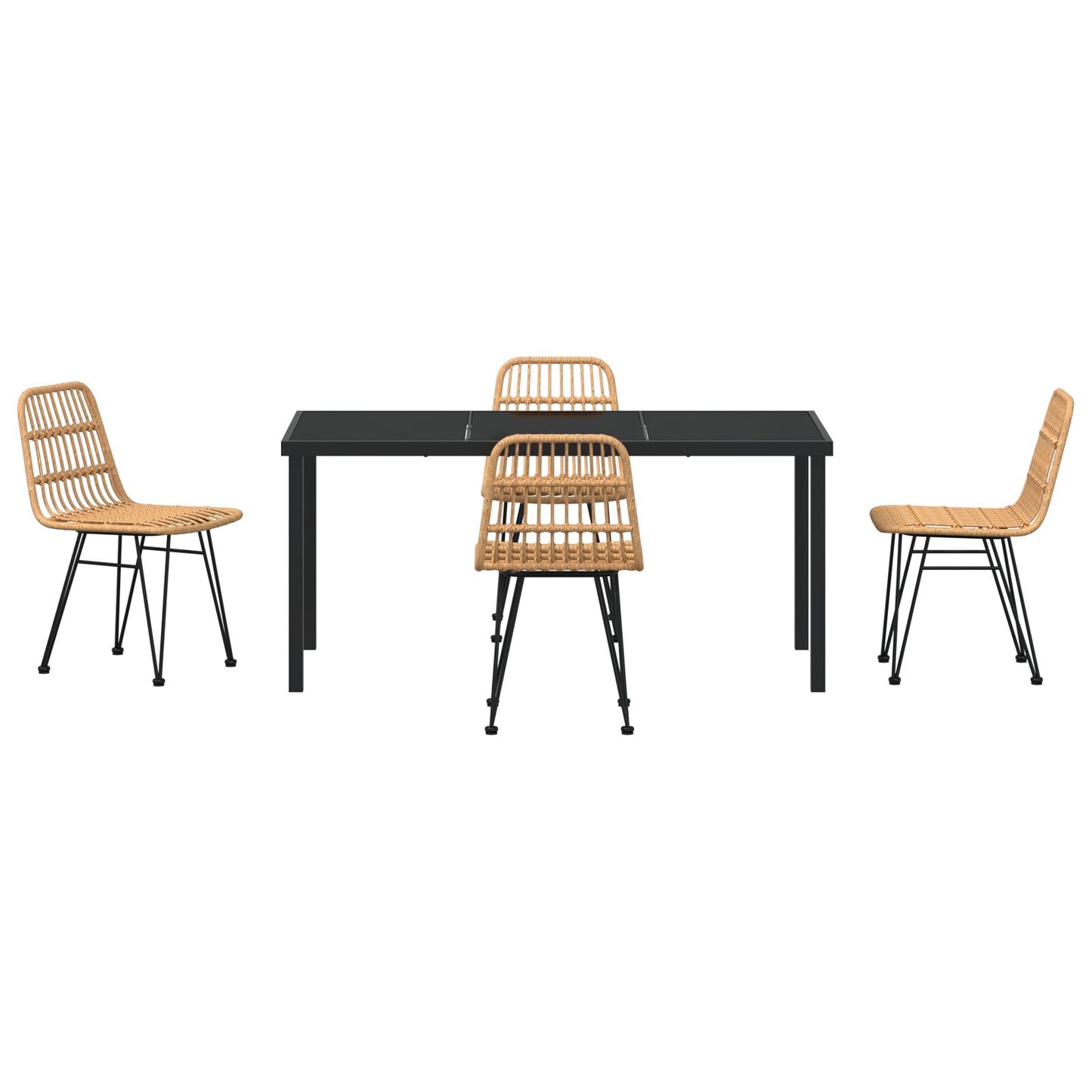 5-Delige Tuin Eetset Bruin Poly Rattan
