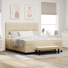 Box Spring Bed with Mattress and Headboard Cream 180 x 200 cm Fabric