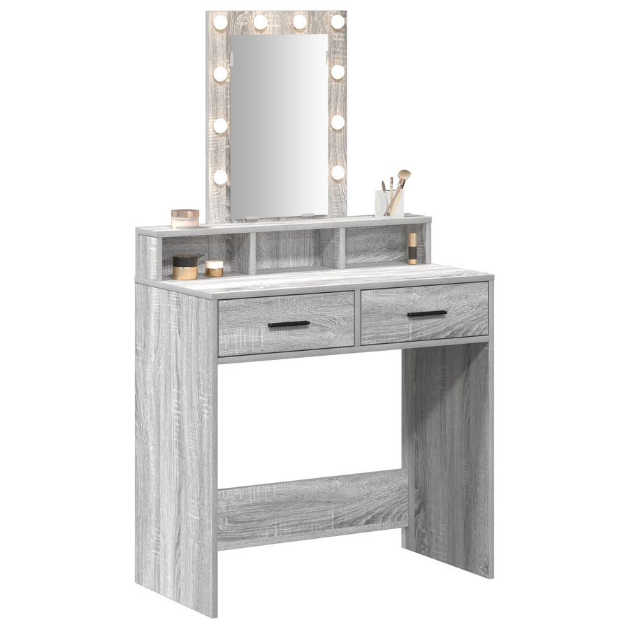 Make-Uptafel Met Led-Verlichting Grijs Sonoma Grijze sonoma 79 x 41 x 140 cm