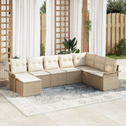 Loungeset polyrattan 8 personen beige