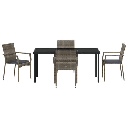 5-Delige Tuinset Met Kussens Grijs Poly Rattan