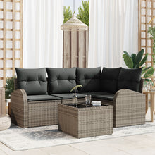 4-Delige Tuin Sofa Set Met Kussens Zwart Poly Rattan Grijs met tafel