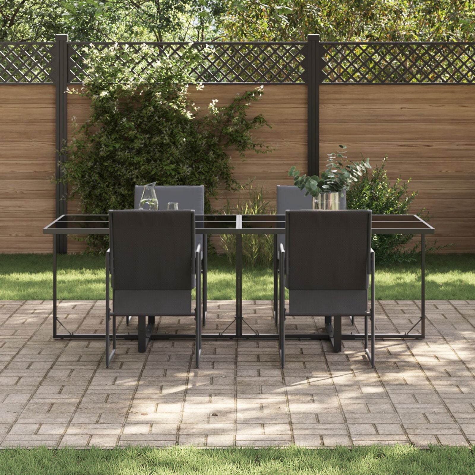 6-Delige Tuin Eettafel Set Met Kussens Staal En Textilene