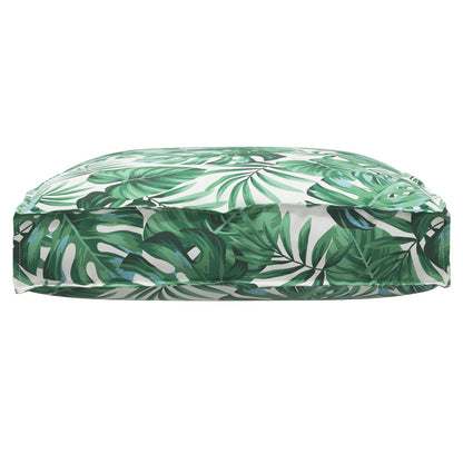 Buiten Kussen Groen En Wit Katoen 80 X 12 X 80 Cm Patroon Bladpatroon