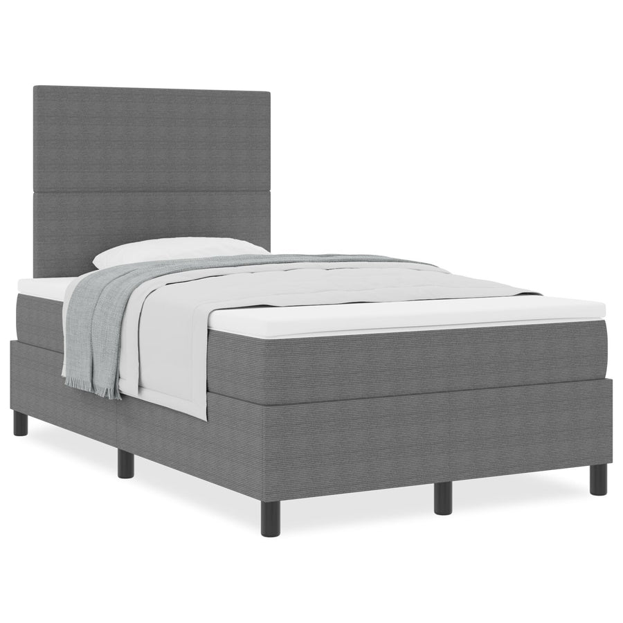 Boxspringbed Met Matras Lichtgrijs Klein Tweepersoons Corduroy Stof