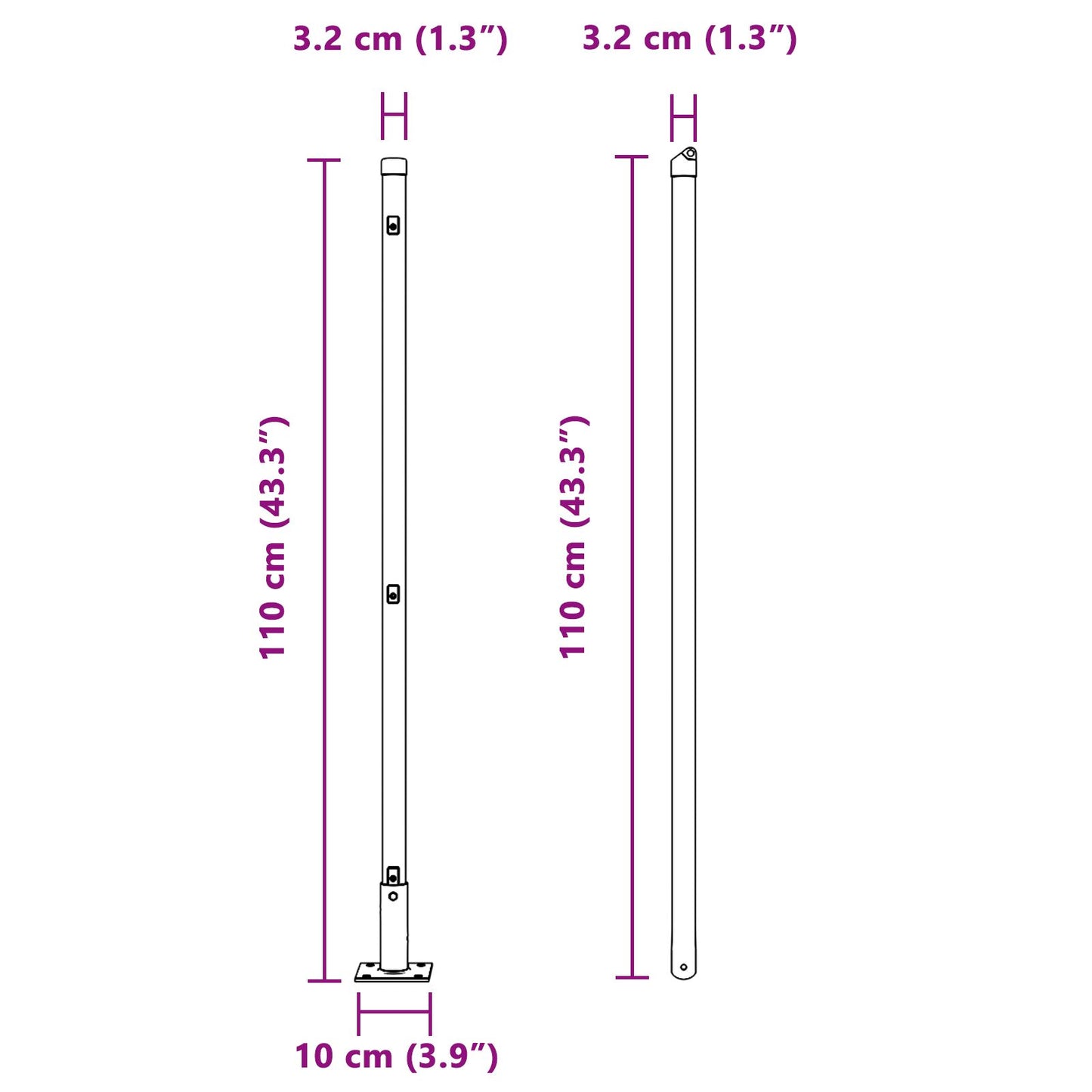 Hekpalen Set Van 26 3.2 X 3.2 X Duurzaam Verzinkt Staal 110 cm 26x betonpaal