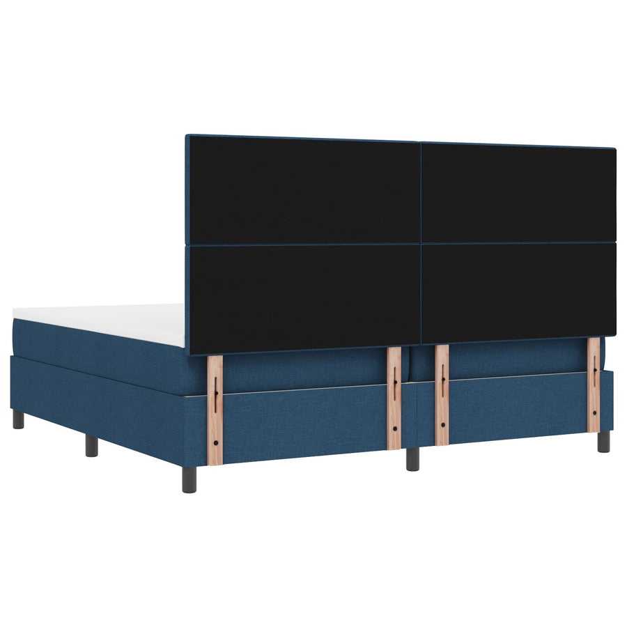 Boxspringbed Met Matras Stof Blauw 200 x 200 cm Knop tufted