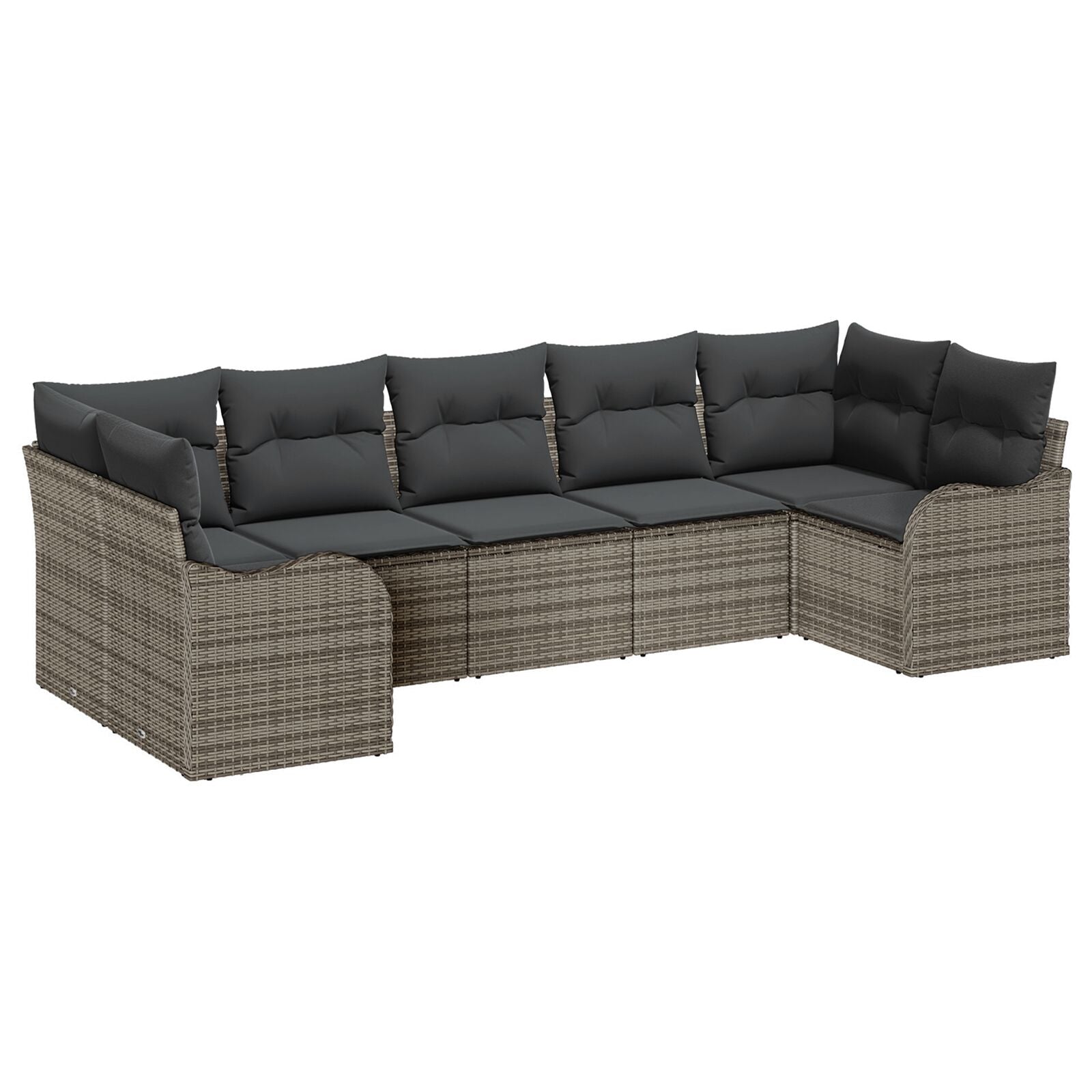 7-delige Tuinbank Set met Kussens Grijs Poly Rattan, vidaXL 2-zits Tuinbank met Kussens Grijs Poly Rattan