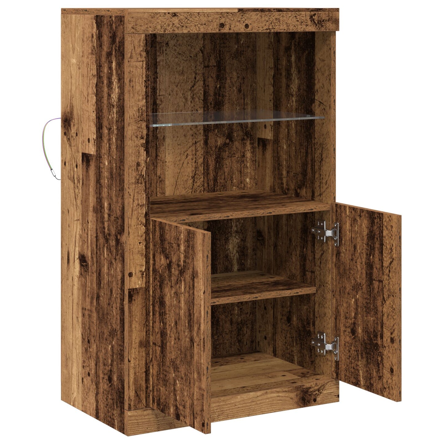 Dressoir Met Led Verlichting 60,5X37X100 Cm Oud hout