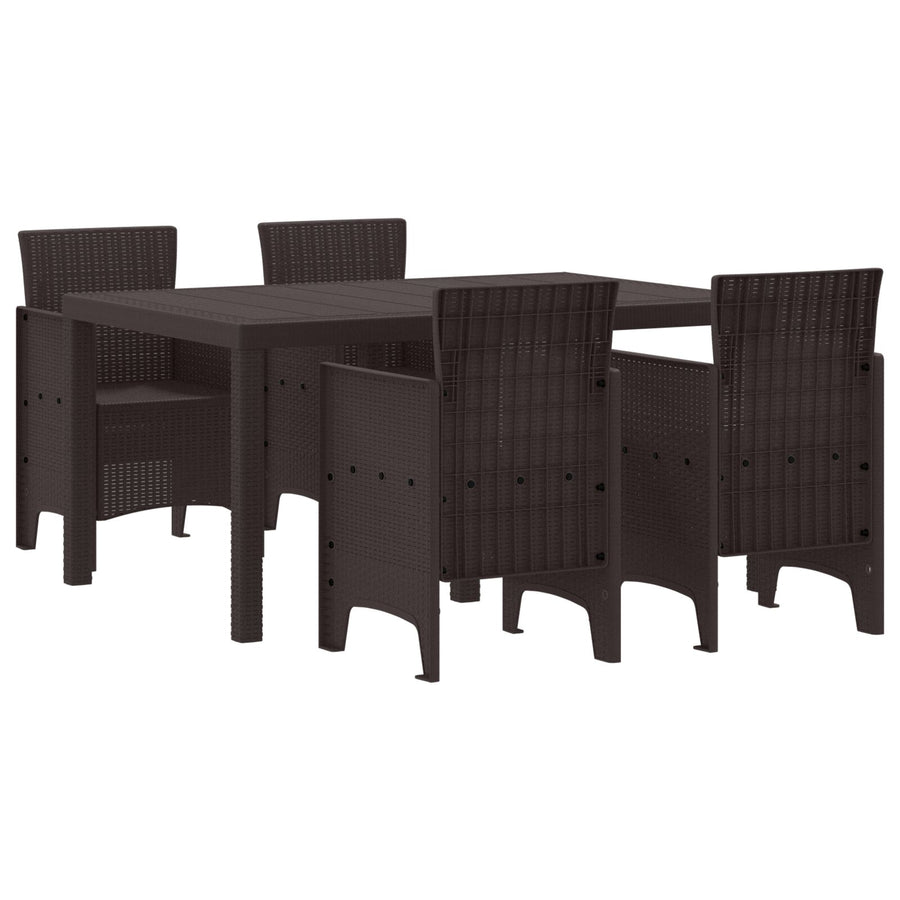 5-Delige Tuin Eetset Bruine Poly Rattan