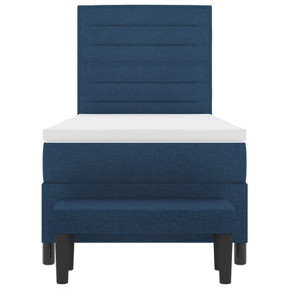 Boxspringbed Met Matras & Bank Stof Blauw 100 x 200 cm Lijnen ontwerp