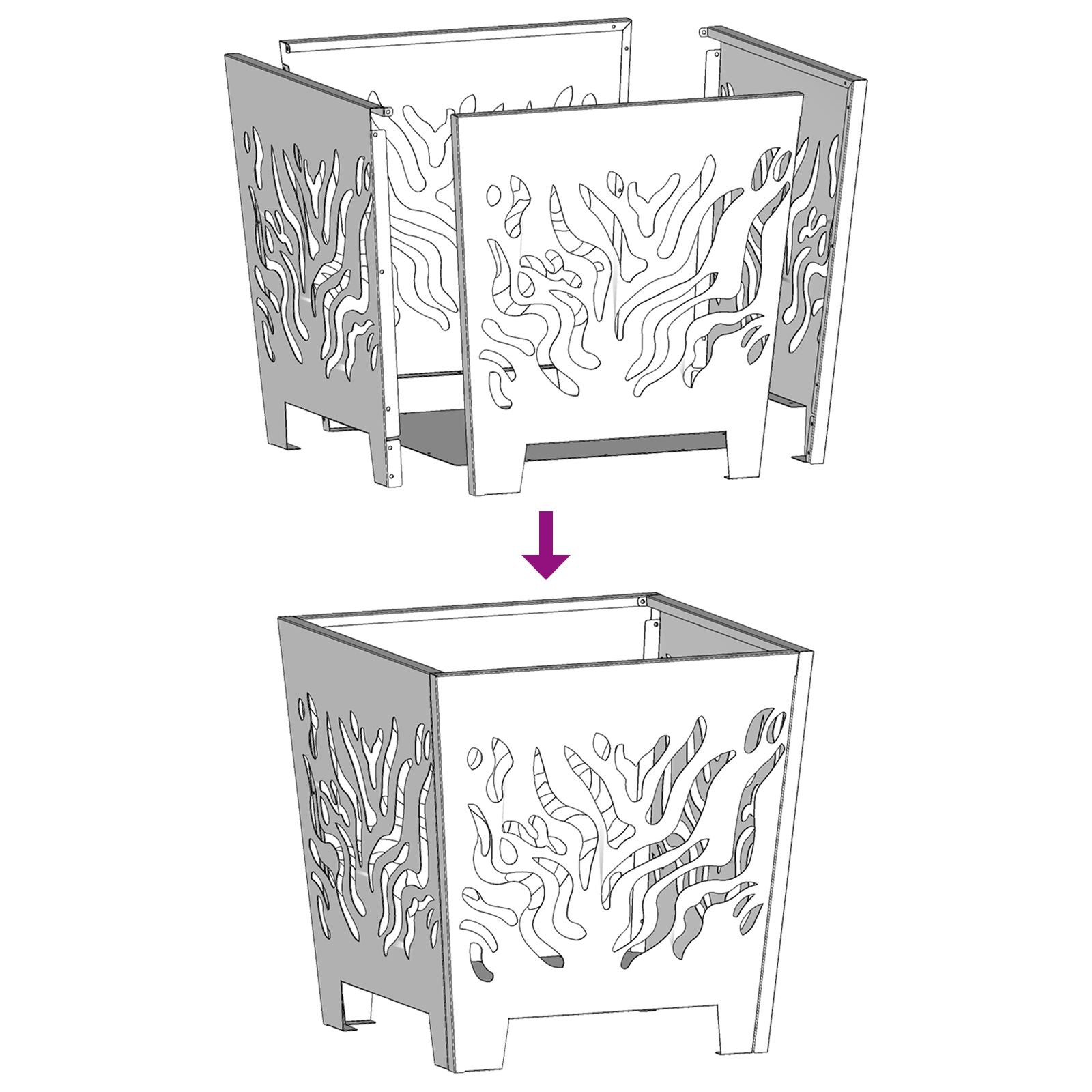Vuurkorf Vierkant Weerbestendig Staal Verweerd staal/Bruin 40 x 40 x 40 cm