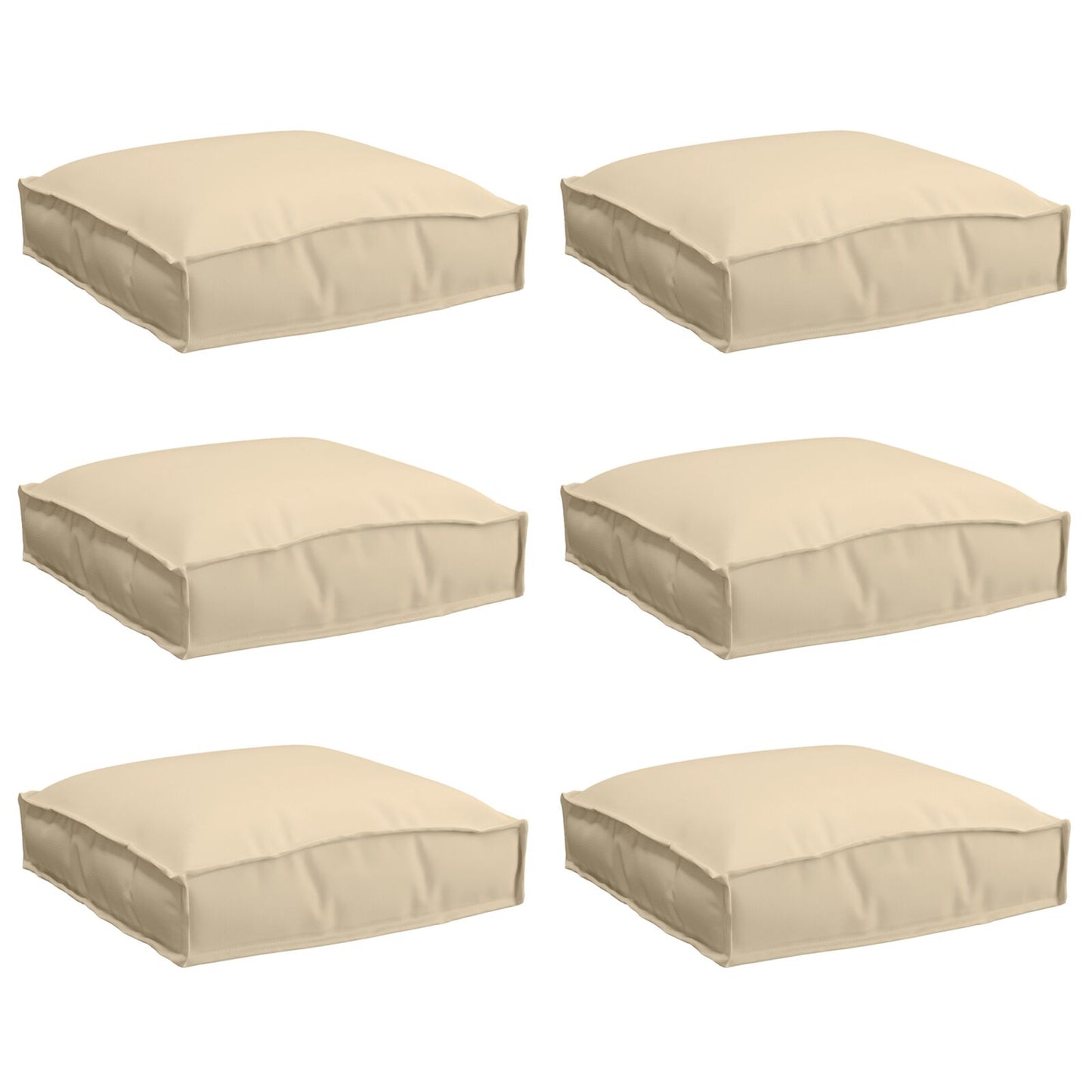 Buitenkussen Set Van 6 Polyester 40 X 40 X 8 Cm Beige