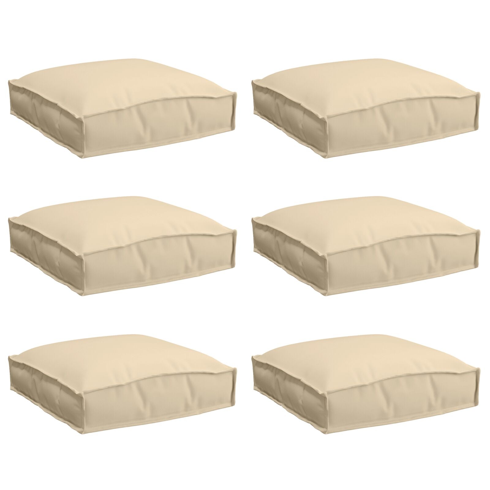 Buitenkussen Set Van 6 Polyester 40 X 40 X 8 Cm Beige