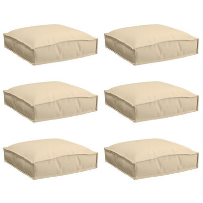 Buitenkussen Set Van 6 Polyester 40 X 40 X 8 Cm Beige
