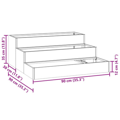 Tuin Plantenbak 3-Laags Staal 90 x 90 x 35 cm Olijfgroen