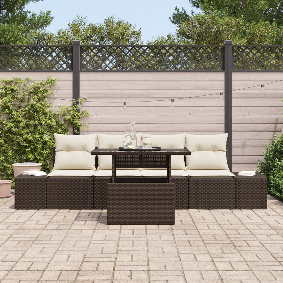 Tuin Sofa Set Set Van 5 Bruin Rattan Tuin Sofa Set Rechthoekig