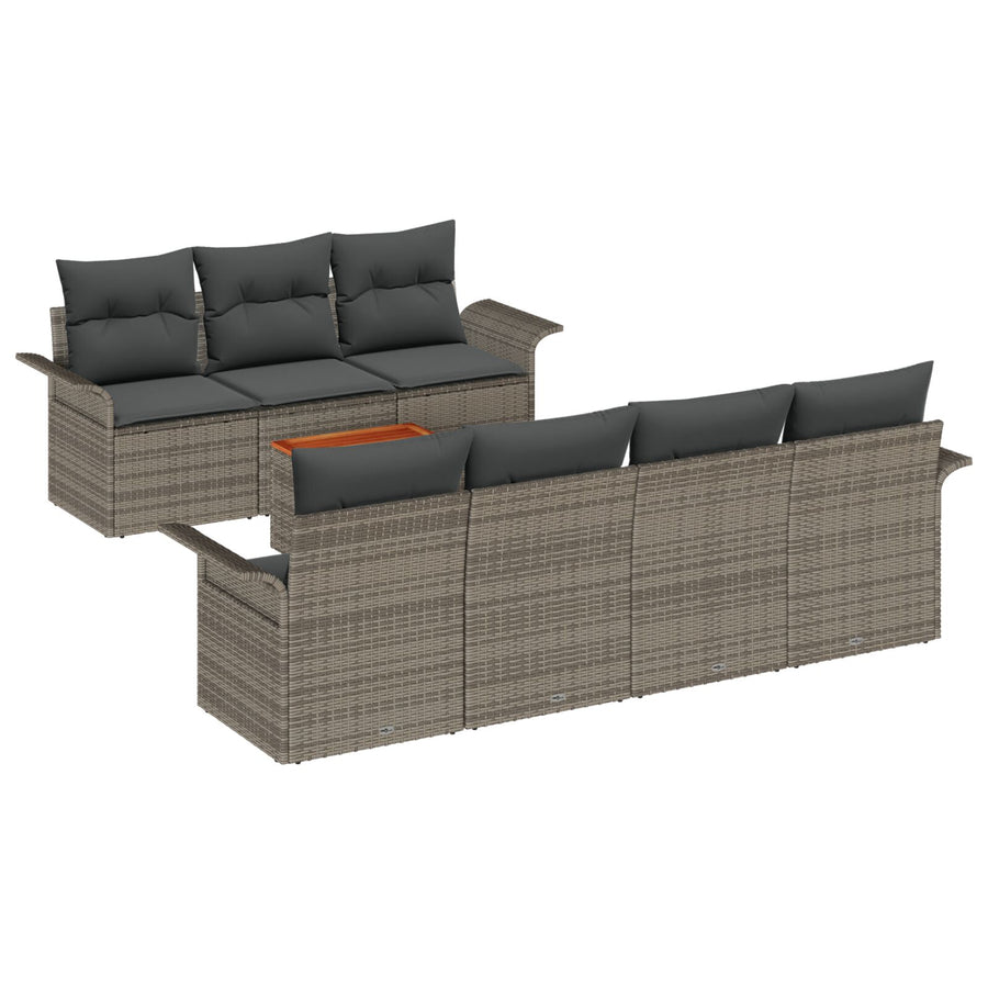 8-Delige Tuinsalonset Met Kussens Grijs Poly Rattan Acacia