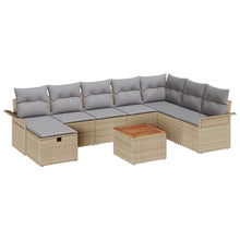 9-Delige Tuin Sofa Set Met Kussens Beige Poly Rattan