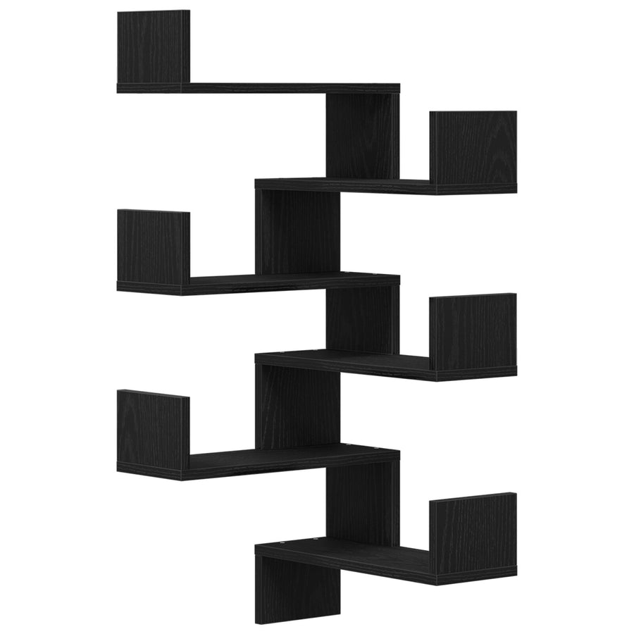 Wandplanken 2 Stuks Zwart Eiken 40X40X49,5 Cm Bewerkt Hout