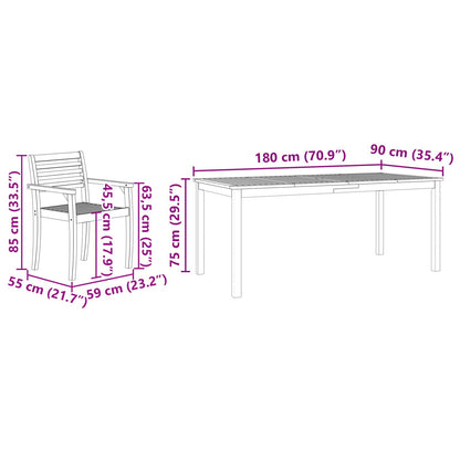 9-Delige Tuin Eetset Van Massief Acaciahout