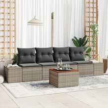 5-Delige Tuinsofa Set Met Kussens Grijs Poly Rattan Acacia