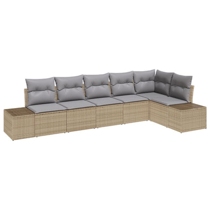 6-Delige Tuin Sofa Set Met Kussens Poly Rattan Beige en grijs zonder tafel