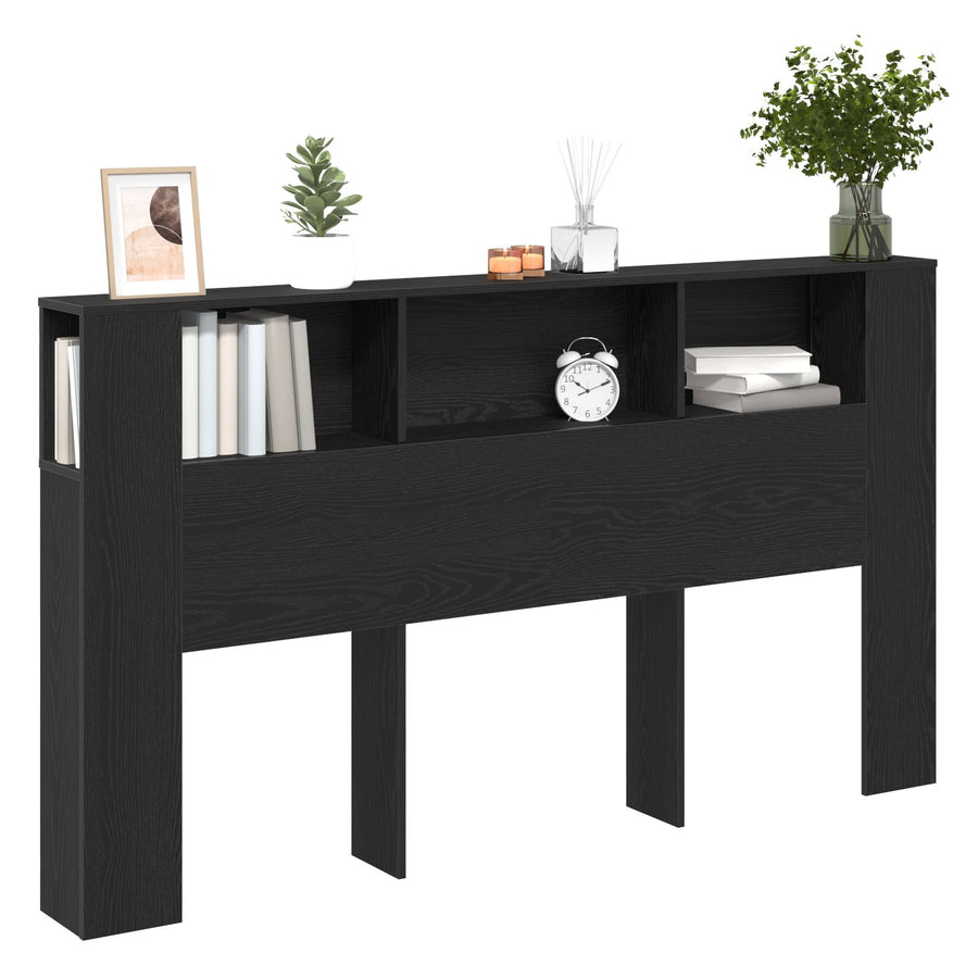 Hoofdbordkast In Zwart Eiken - 180X18.5X102.5 Cm