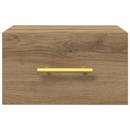 Nachtkasten 2 Stuks Wandgemonteerd Artisan Eiken 35X35X20 Cm Zwart Eiken