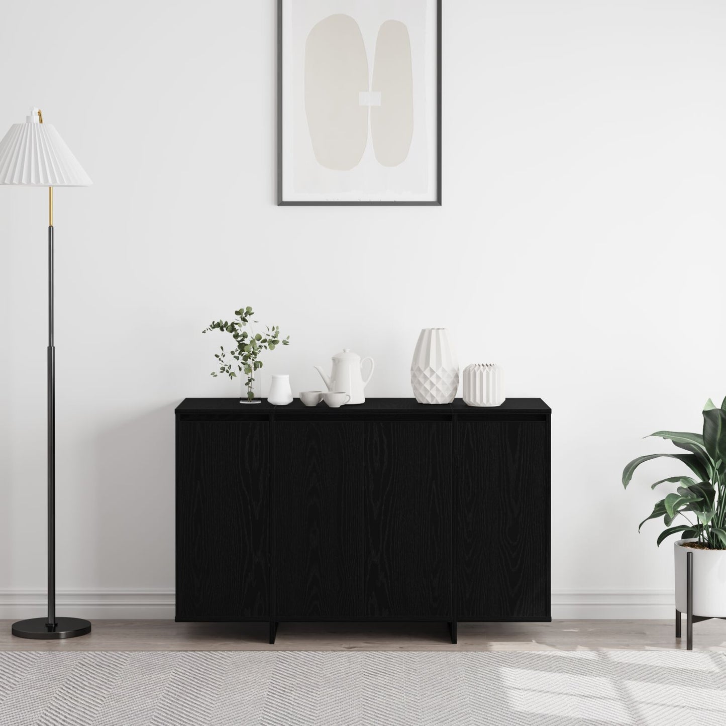 Zwart Eiken Sideboard Zwart Eiken Hout 120 X 41 X 75 Cm