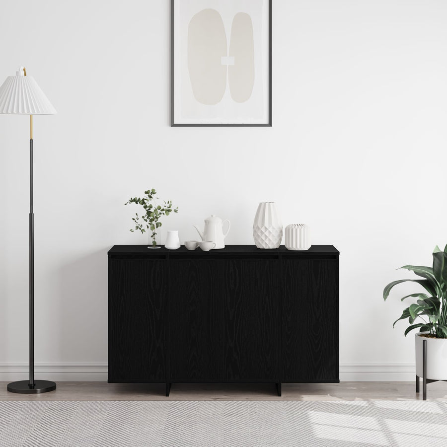 Zwart Eiken Sideboard Zwart Eiken Hout 120 X 41 X 75 Cm
