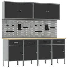 10-Delige Werkcabinet En Pegboard Set Mdf En Metaal 4x (84 cm) Zwart 4x kast + 4x pegboard + 2x gereedschapskast