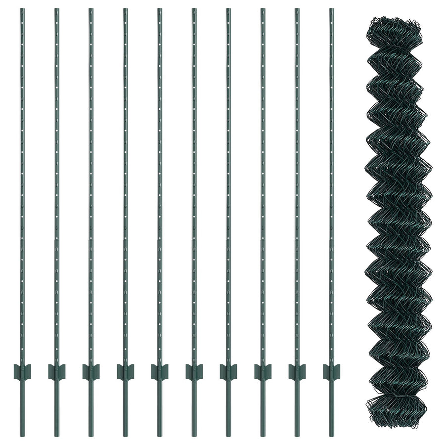 Kettinglinkhek Met 10 U-Palen Groen 1.6X10 M Staal