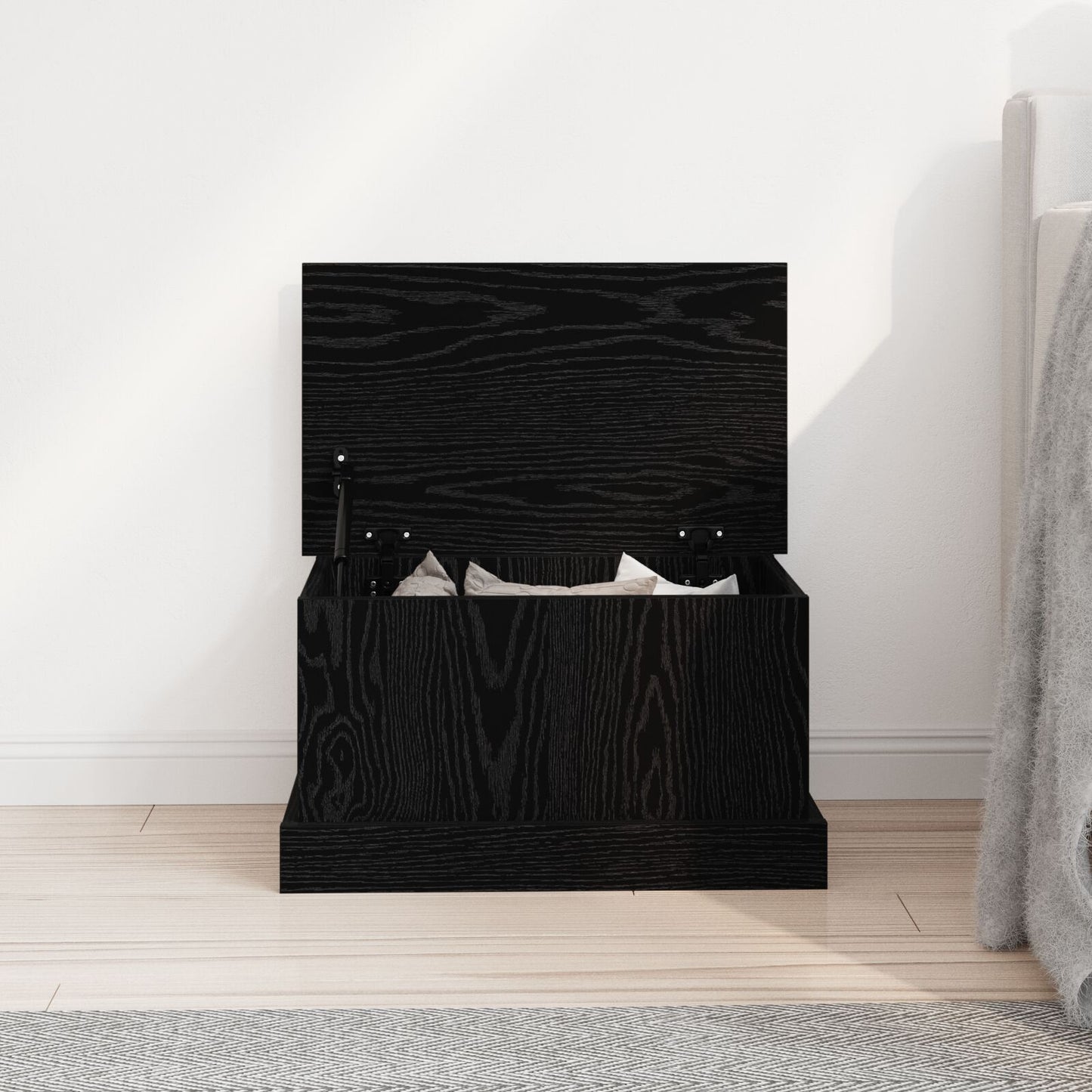 Opbergdoos Zwart Eiken 50X30X28 Cm Samengesteld Hout